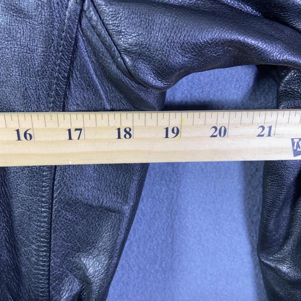 VTG Wilsons Leather Jacket Womens Large Waist Tie Black Zipper - Picture 5 of 10
